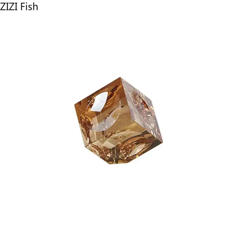 Amber Crystal Cube Statue