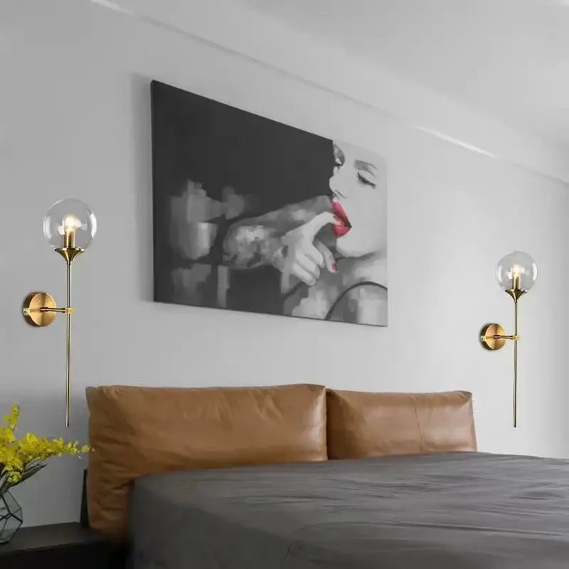 Amber Brass Ball Sconce