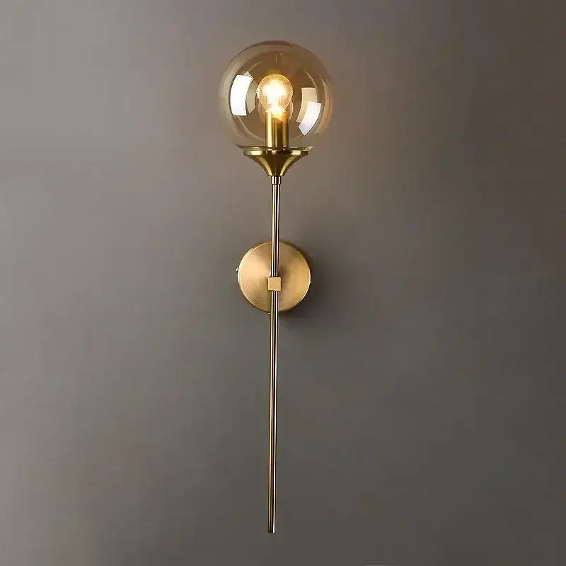 Amber Brass Ball Sconce