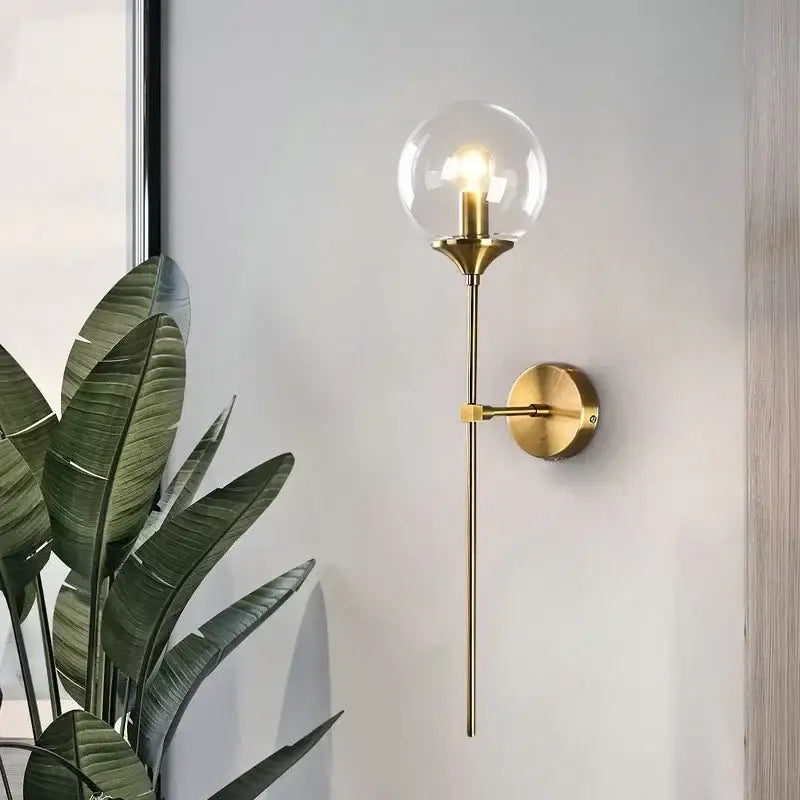 Amber Brass Ball Sconce
