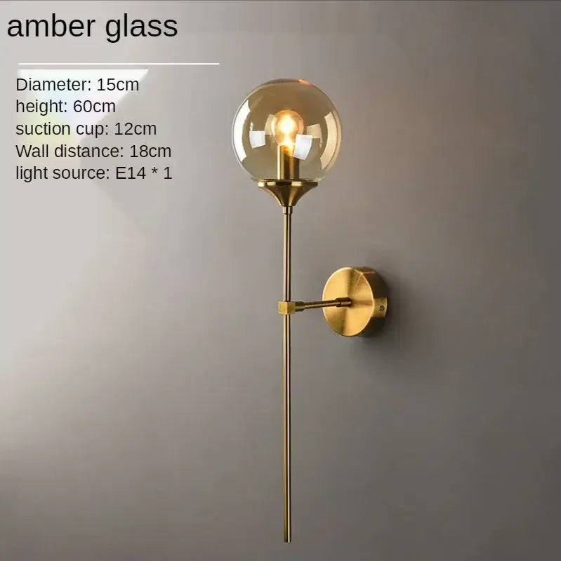 Amber Brass Ball Sconce