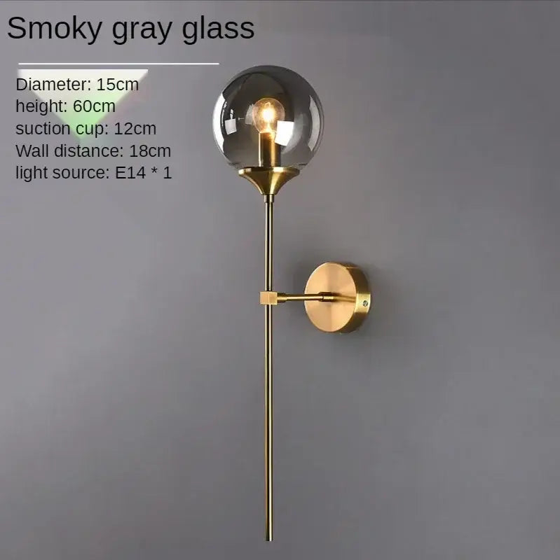 Amber Brass Ball Sconce
