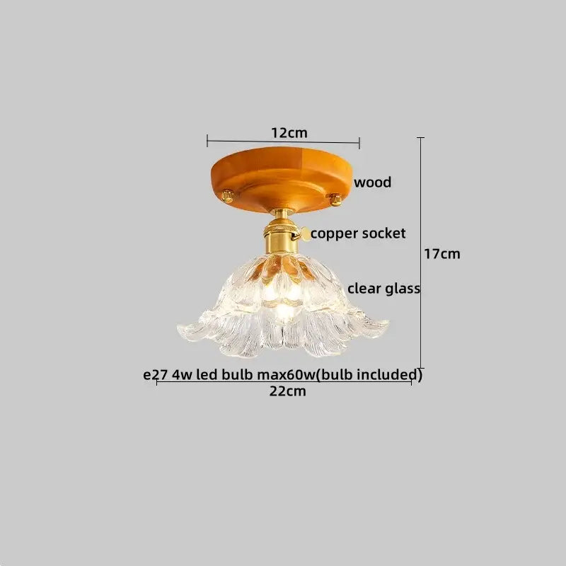 Amber Leaf Brass Ceiling Lamp