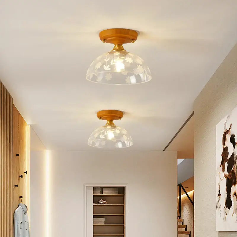 Amber Leaf Brass Ceiling Lamp