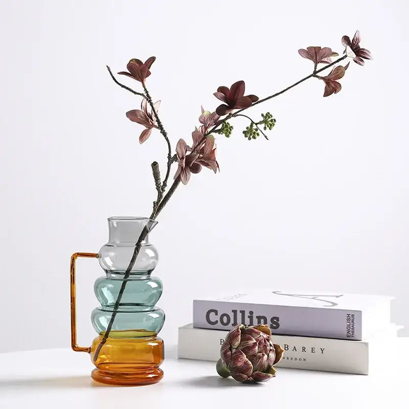 Teal Glass Bubble Vase