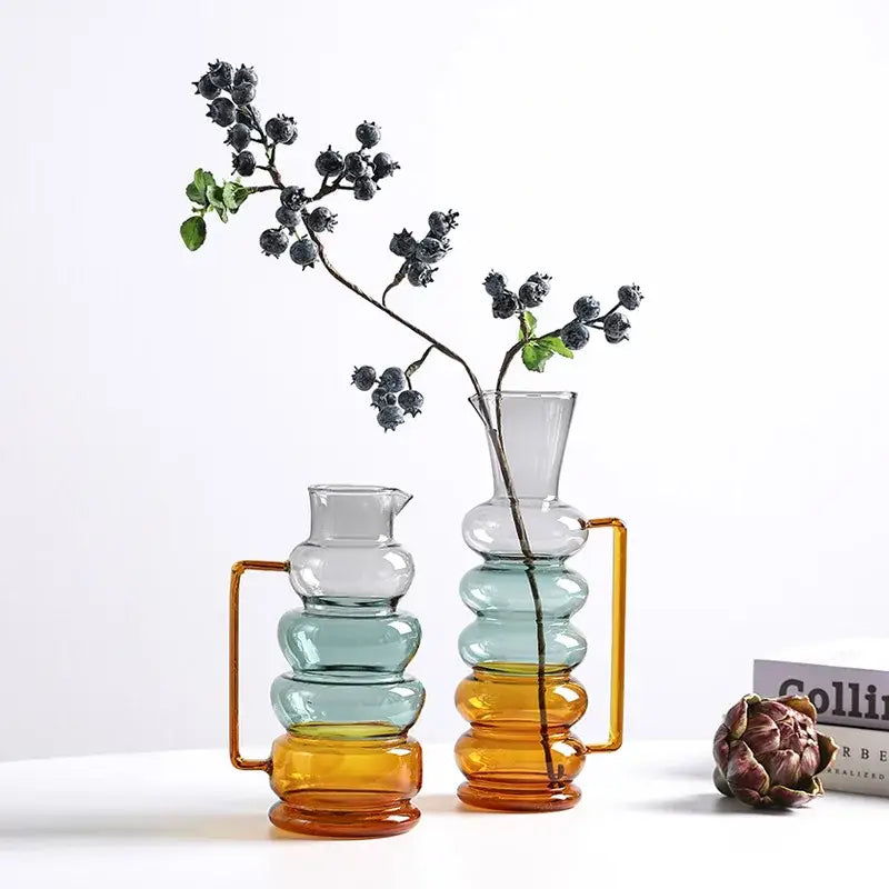 Teal Glass Bubble Vase