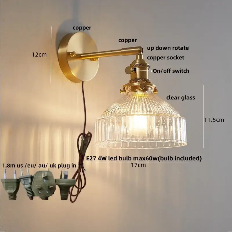 Amber Glass Rotating-Socket Wall Sconce