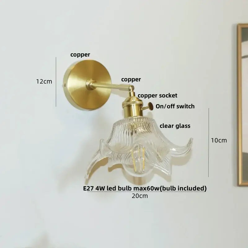 Amber Glass Rotating-Socket Wall Sconce