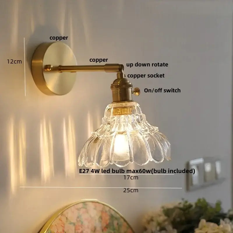 Amber Glass Rotating-Socket Wall Sconce