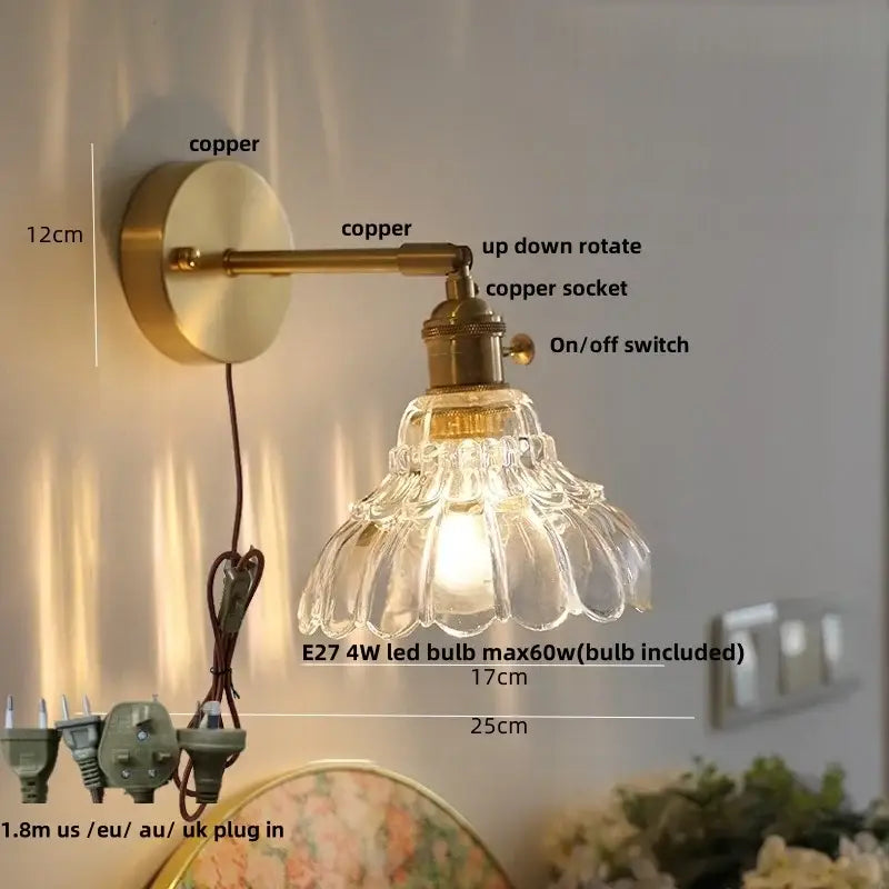 Amber Glass Rotating-Socket Wall Sconce