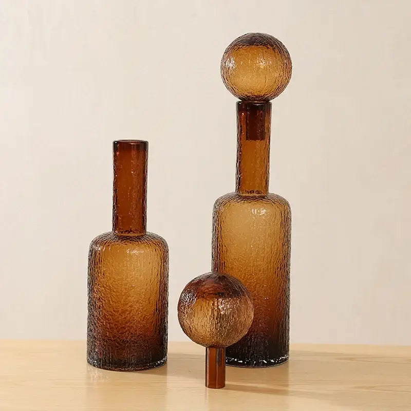 Amber Textured Glass Vases
