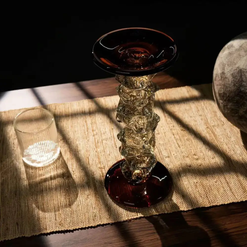 Amber Twisted Glass Candelabrum
