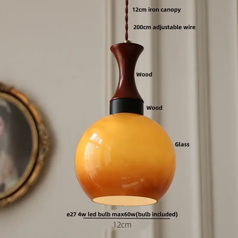 Amber Wood Glass Pendant
