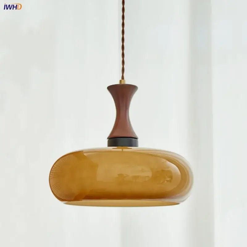 Amber Wood Glass Pendant