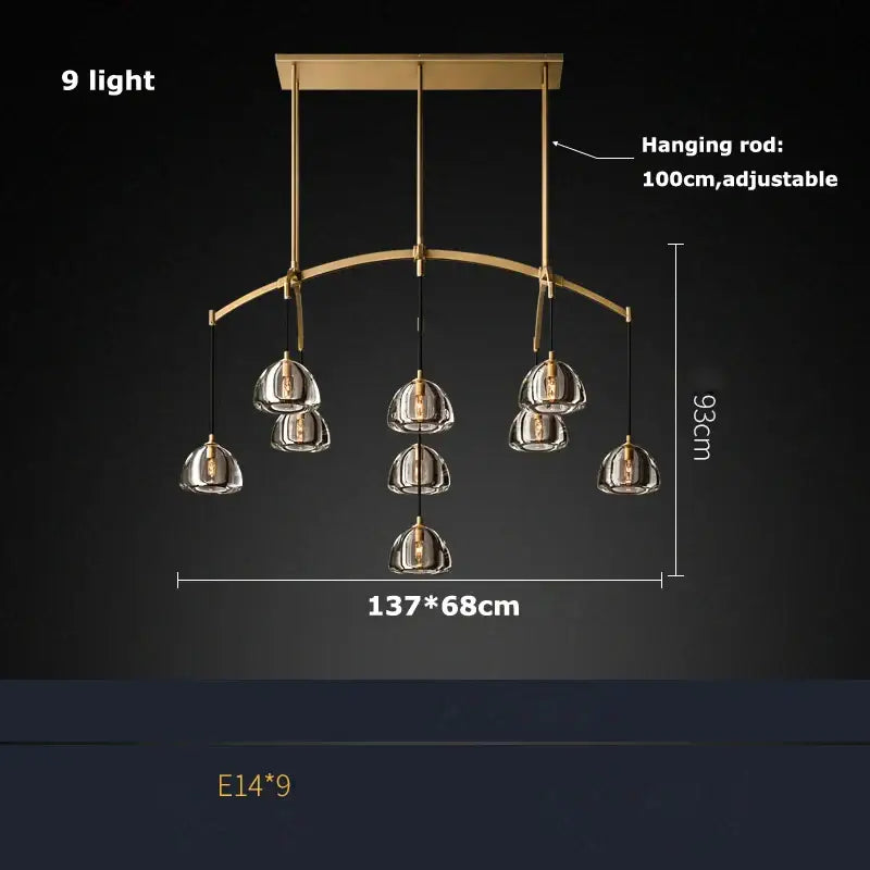 Copper Crystal Brass Chandelier