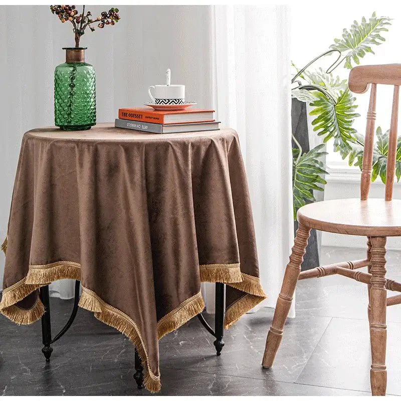 Fringed Velvet Tablecloth