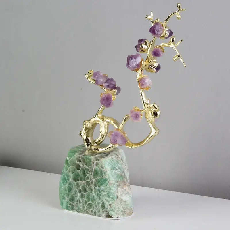 Amethyst Brass Tree Sculpture
