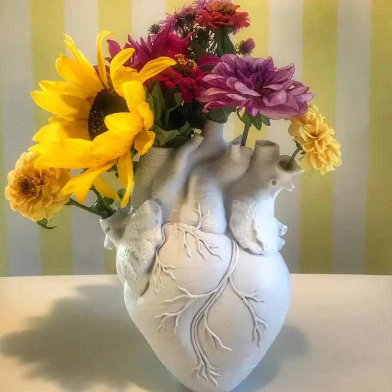 White Heart Ceramic Vase Anatomical 24cm