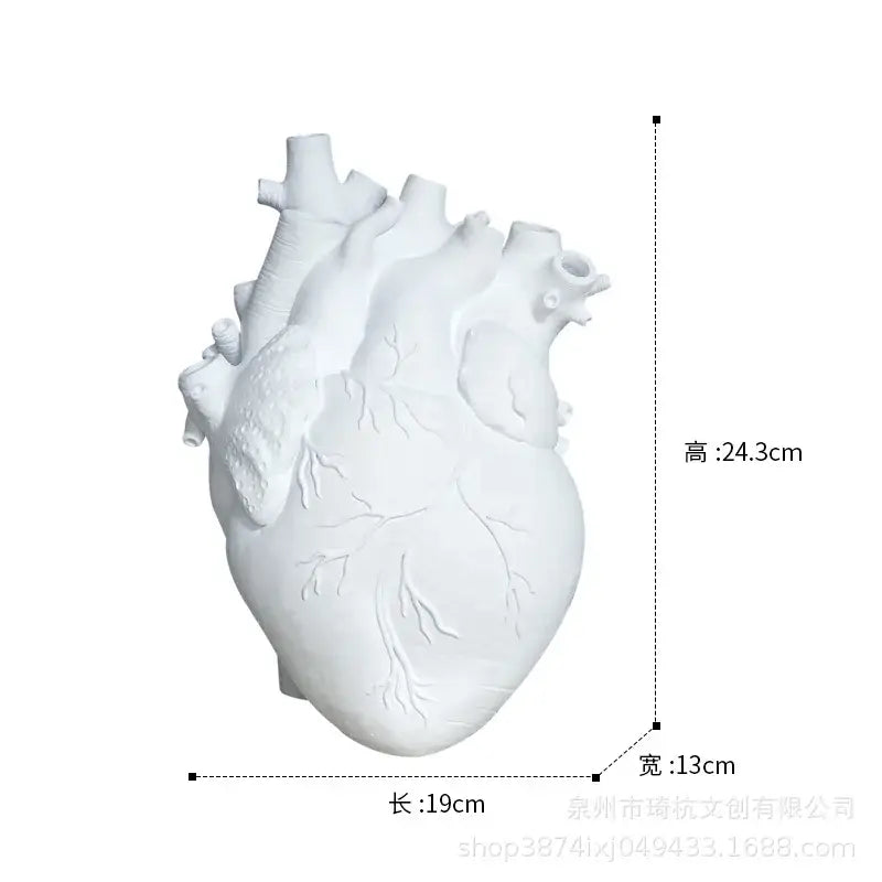 White Heart Ceramic Vase Anatomical 24cm