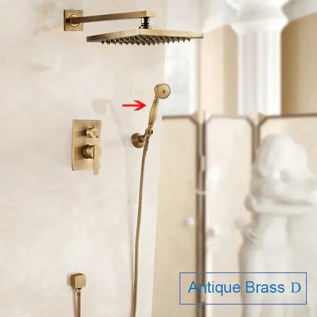 Black Brass Shower System Handheld Sprayer