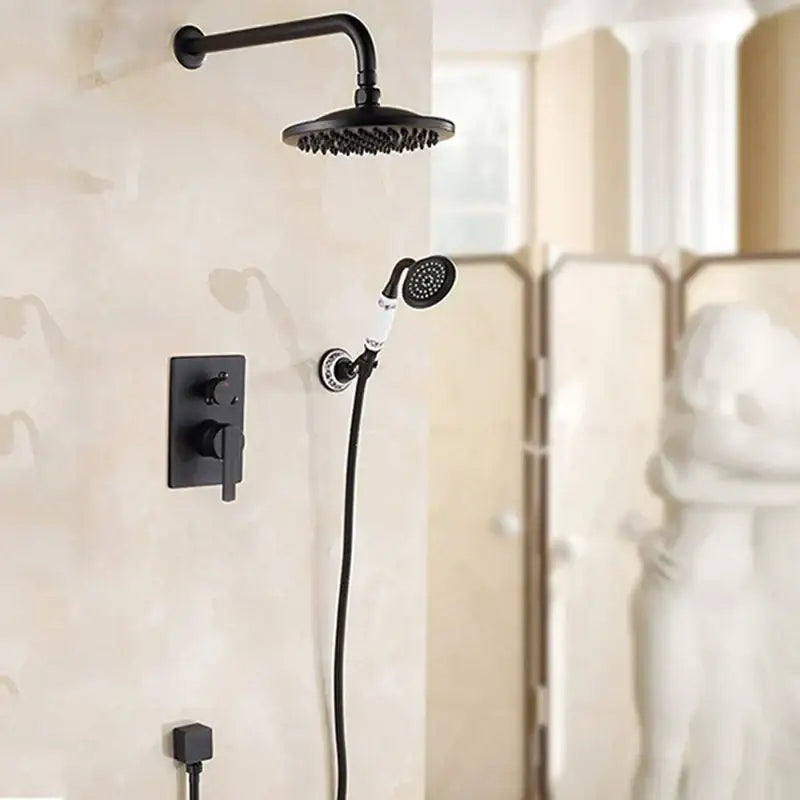 Black Brass Shower System Handheld Sprayer