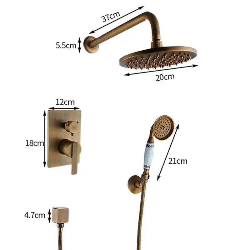 Black Brass Shower System Handheld Sprayer