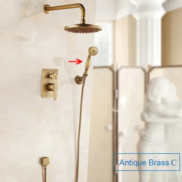 Black Brass Shower System Handheld Sprayer