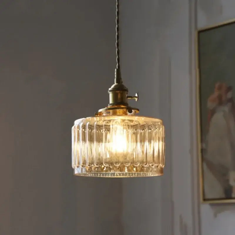 Amber Glass Iron-Base Staircase Pendant Lamp