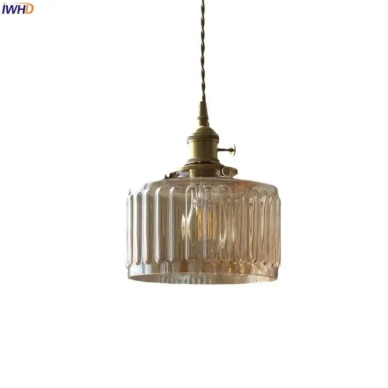 Amber Glass Iron-Base Staircase Pendant Lamp