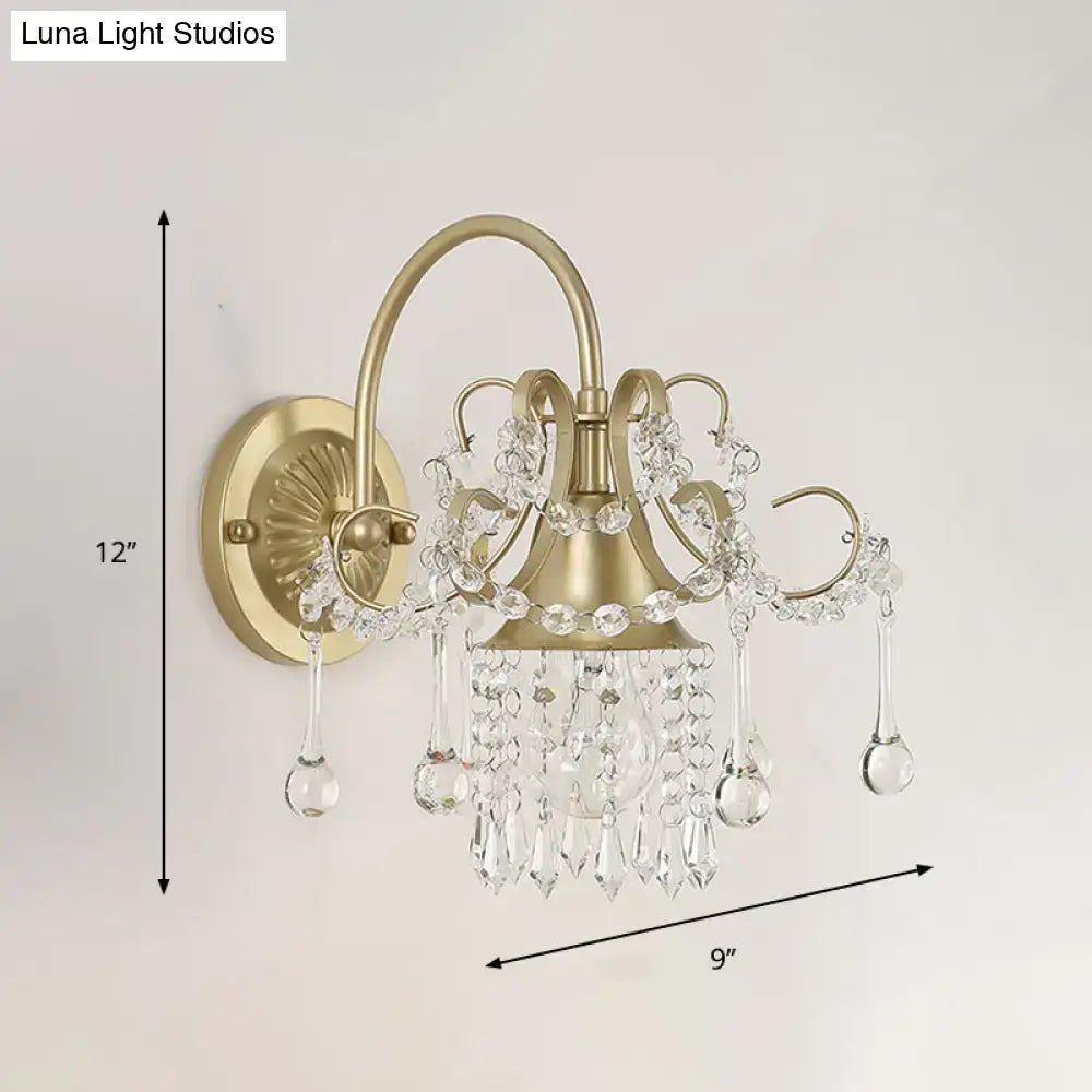 Brass Crystal Living Area Wall Sconce