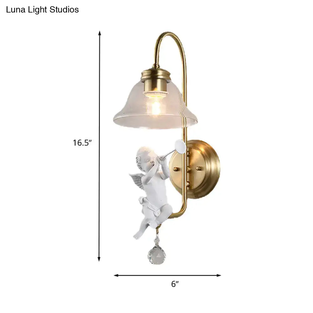 Brass Angel Glass Sconce