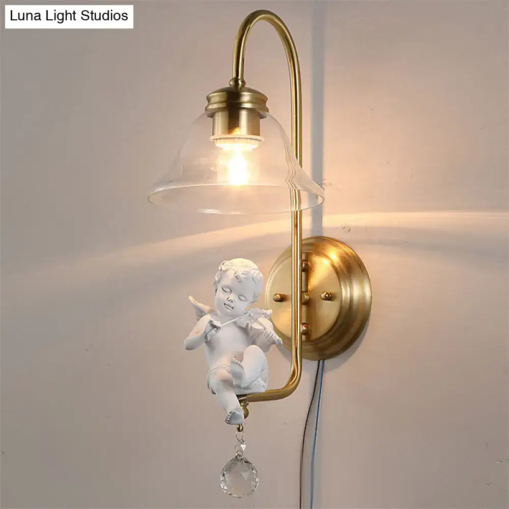 Brass Angel Glass Sconce