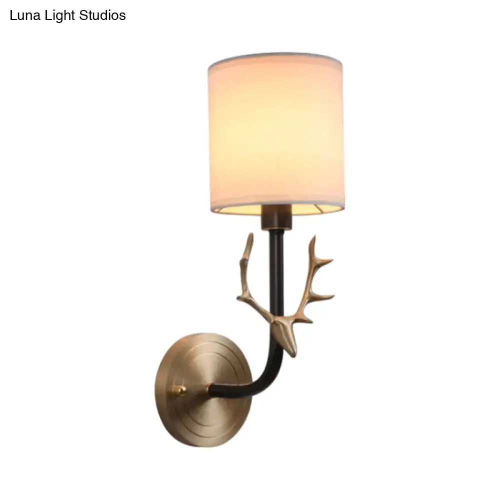 Antique Brass Fabric Sconce