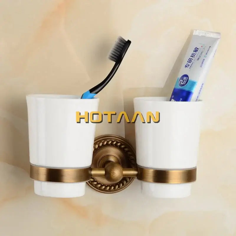 Brass Ceramic Brush Cup Set