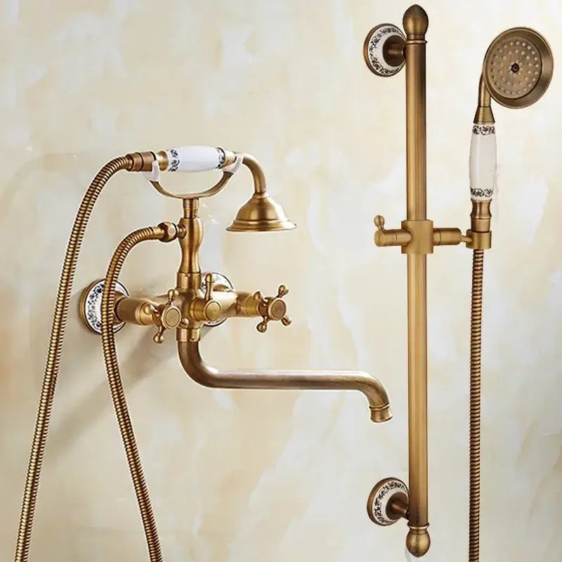 Brass Ceramic Handle Shower Set