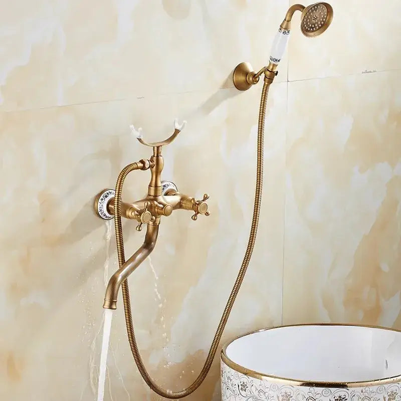 Brass Ceramic Handle Shower Set