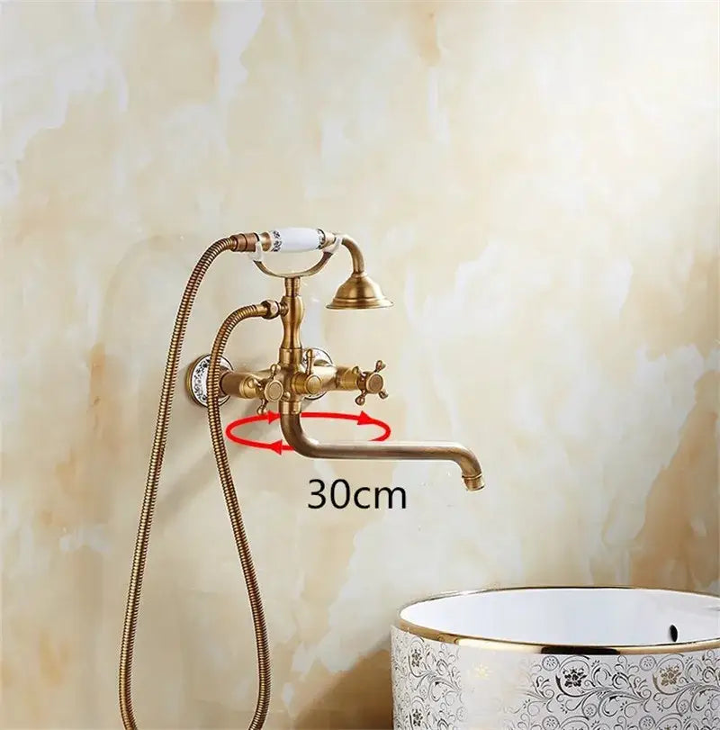 Brass Ceramic Handle Shower Set