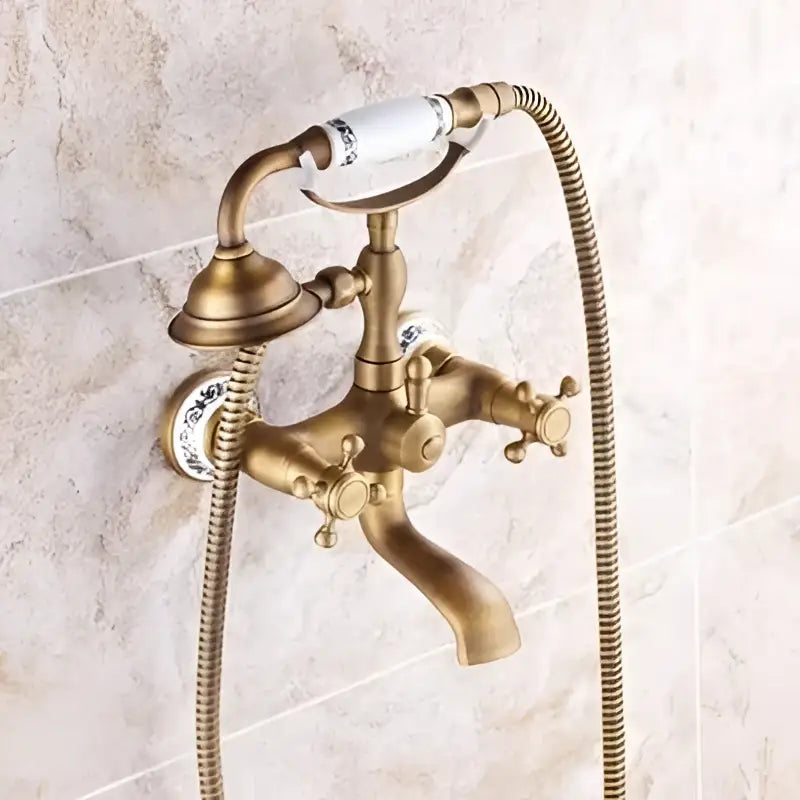Brass Ceramic Handle Shower Set