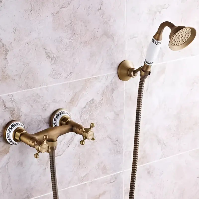 Brass Ceramic Handle Shower Set