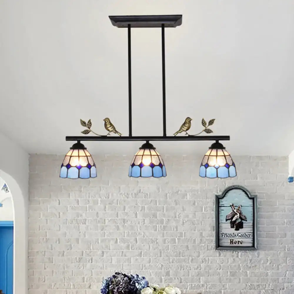 Brass Blue Pendant Light