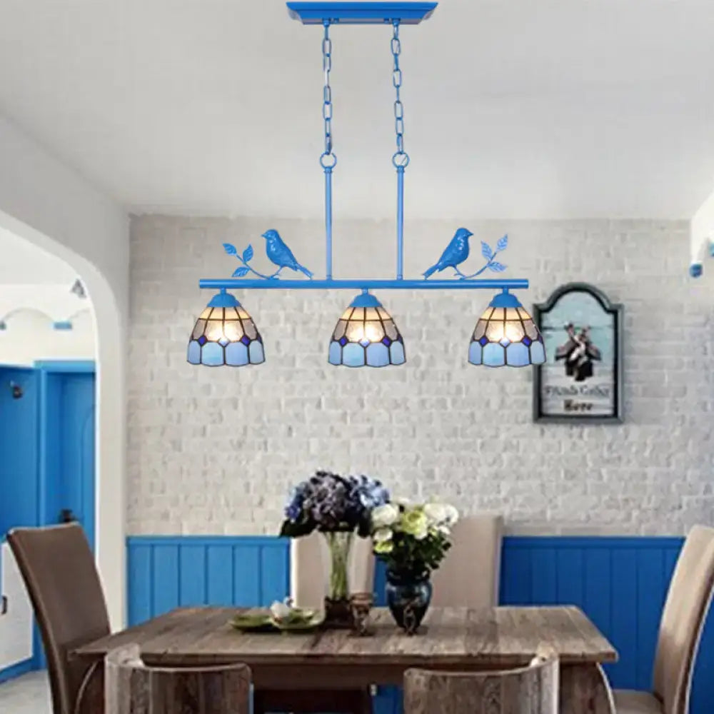 Brass Blue Pendant Light