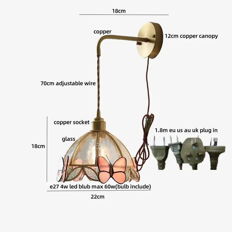 Brass Butterfly Glass Sconce