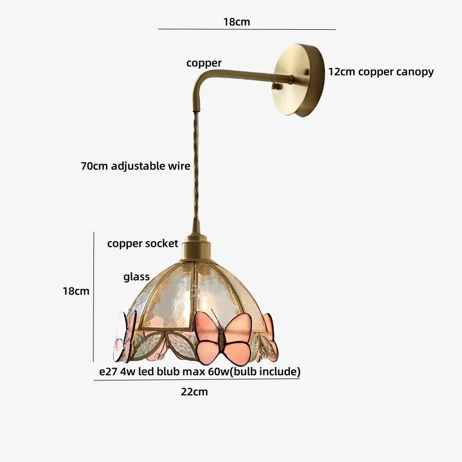 Brass Butterfly Glass Sconce