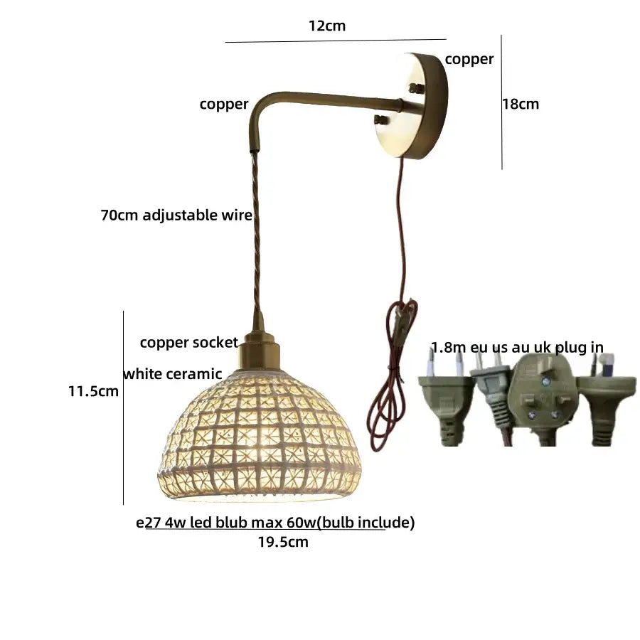 Brass Rattan Wall Light