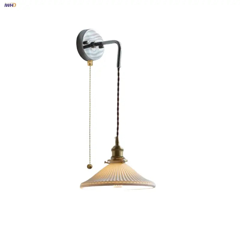 Antique Brass Ribbed Glass Wall Sconce Bedroom
