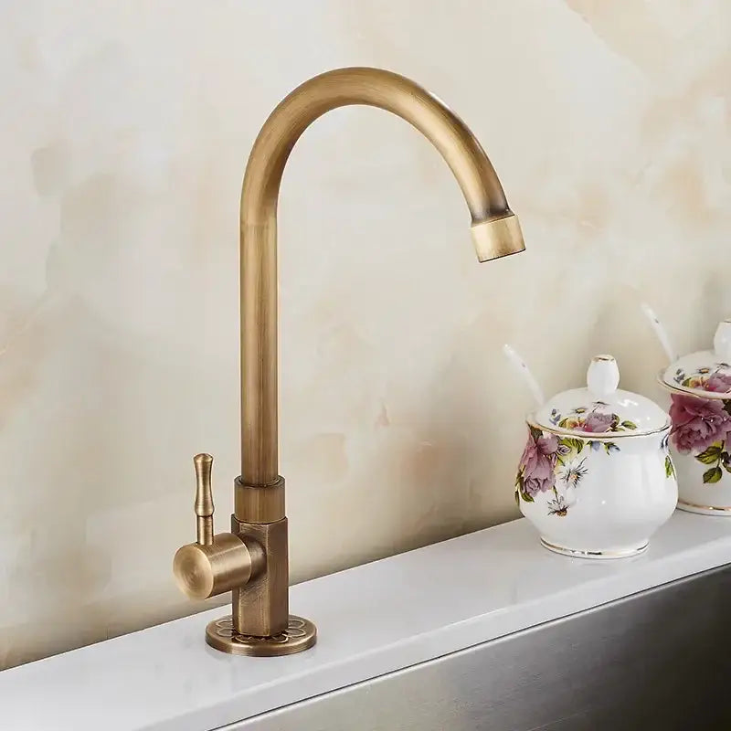 Brass Curved Kitchen Faucet