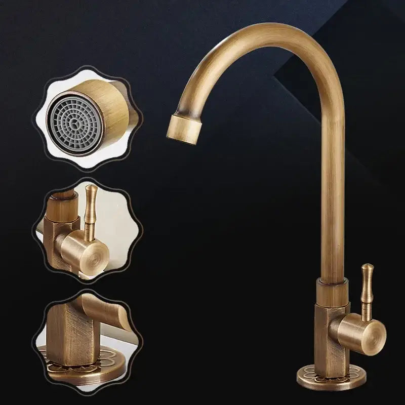 Brass Curved Kitchen Faucet