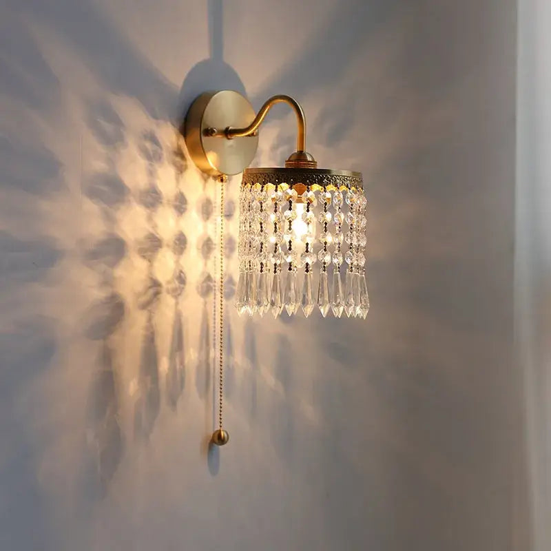 Antique Brass LED Wall Sconce with Pull Chain