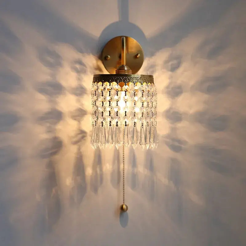 Antique Brass LED Wall Sconce with Pull Chain