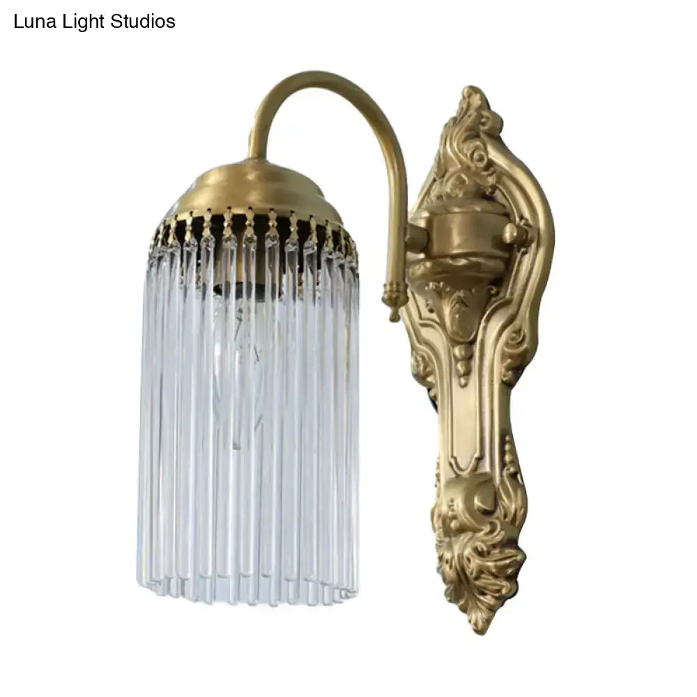 Brass Crystal Rod Sconce
